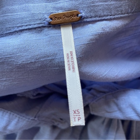 Free People Puff Long Sleeve Blue Button-Up Kiss Kiss Laced Cuff Blouse XS - Picture 7 of 15